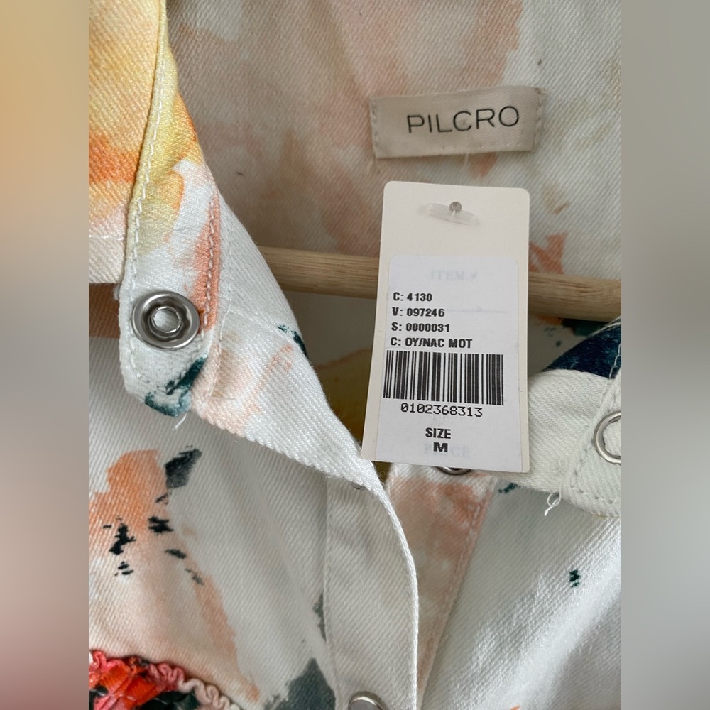 By Anthropologie Pilcro Long-Sleeve Ruffled Denim Mini Shirt Dress size M new - Picture 5 of 9